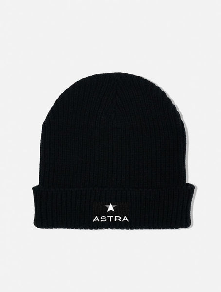 Black Astra beanie front.